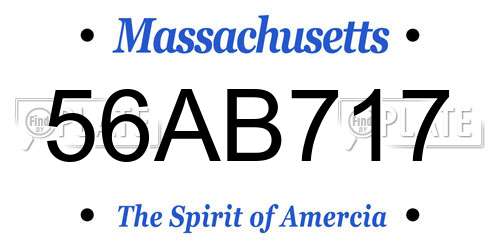 56AB717 Massachusetts License Plate