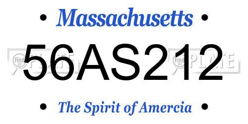 56AS212 Massachusetts License Plate