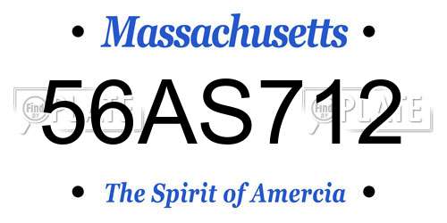 56AS712 Massachusetts License Plate