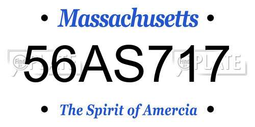 56AS717 Massachusetts License Plate