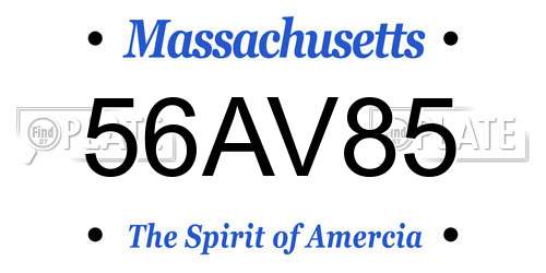 56AV85 Massachusetts License Plate