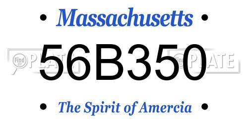 56B350 Massachusetts License Plate