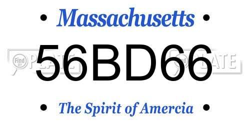 56BD66 Massachusetts License Plate