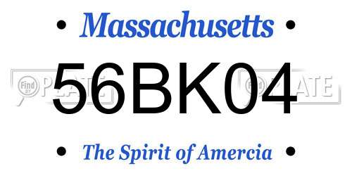 56BK04 Massachusetts License Plate