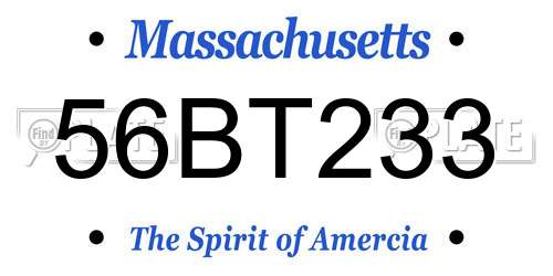 56BT233 Massachusetts License Plate