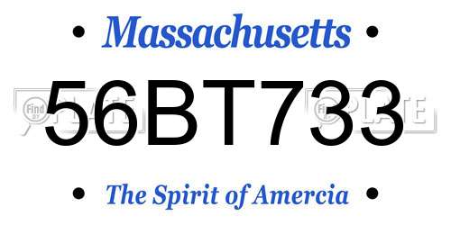 56BT733 Massachusetts License Plate