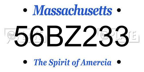 56BZ233 Massachusetts License Plate