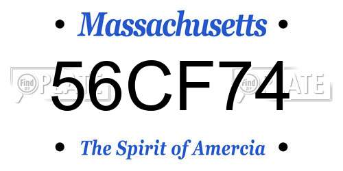 56CF74 Massachusetts License Plate