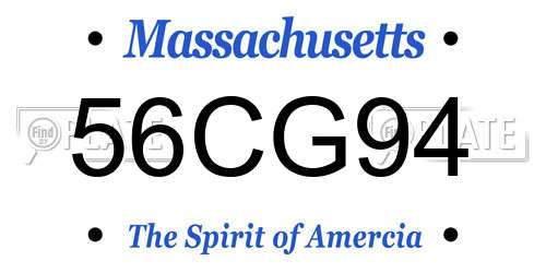 56CG94 Massachusetts License Plate