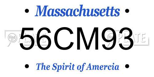 56CM93 Massachusetts License Plate