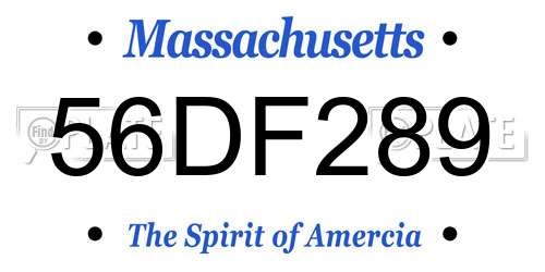 56DF289 Massachusetts License Plate