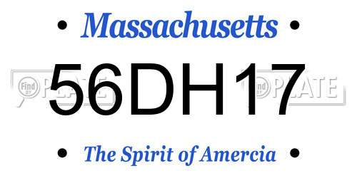 56DH17 Massachusetts License Plate
