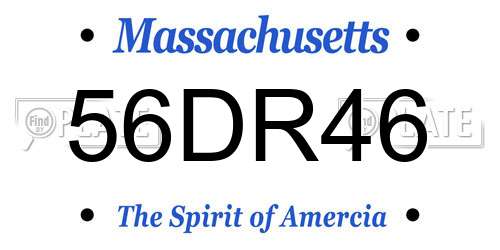 56DR46 Massachusetts License Plate
