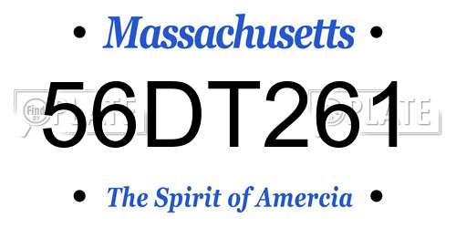56DT261 Massachusetts License Plate