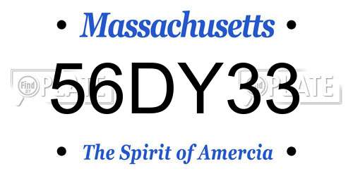 56DY33 Massachusetts License Plate
