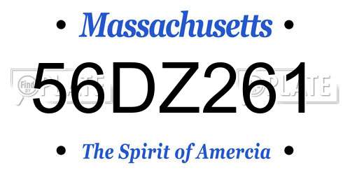 56DZ261 Massachusetts License Plate