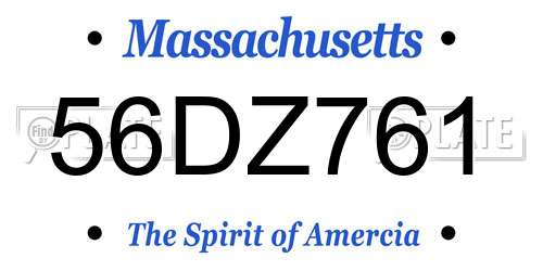 56DZ761 Massachusetts License Plate