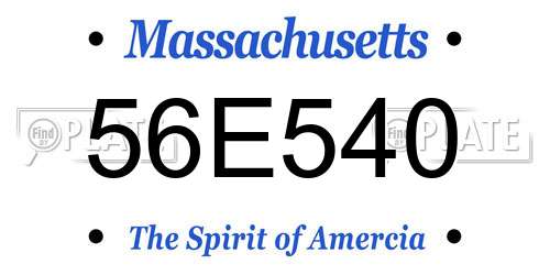 56E540 Massachusetts License Plate