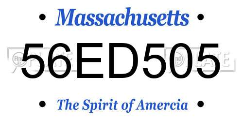 56ED505 Massachusetts License Plate