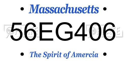 56EG406 Massachusetts License Plate