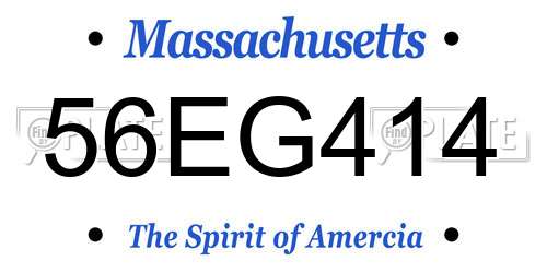 56EG414 Massachusetts License Plate