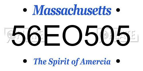 56EO505 Massachusetts License Plate