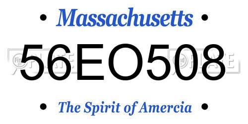 56EO508 Massachusetts License Plate