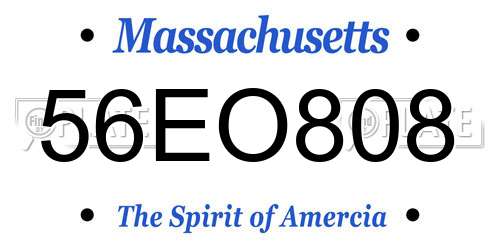 56EO808 Massachusetts License Plate
