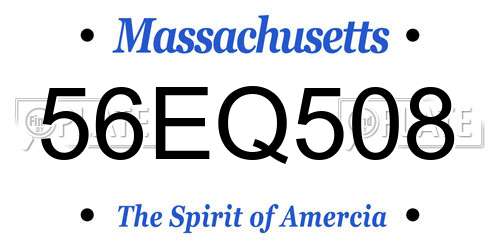56EQ508 Massachusetts License Plate