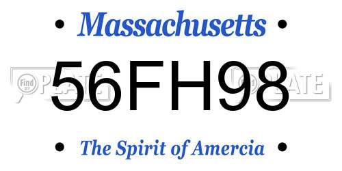 56FH98 Massachusetts License Plate