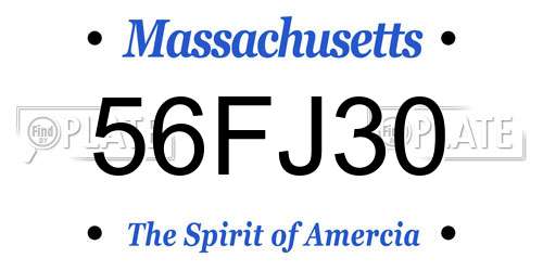 56FJ30 Massachusetts License Plate