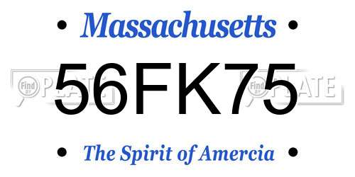 56FK75 Massachusetts License Plate