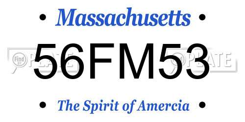 56FM53 Massachusetts License Plate