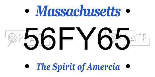 56FY65 Massachusetts License Plate