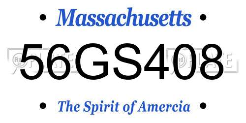 56GS408 Massachusetts License Plate