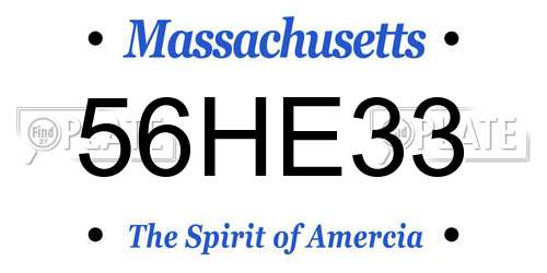 56HE33 Massachusetts License Plate