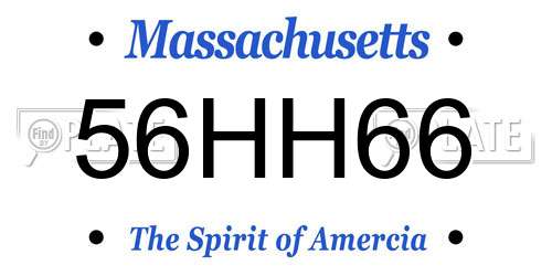 56HH66 Massachusetts License Plate