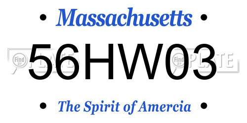 56HW03 Massachusetts License Plate