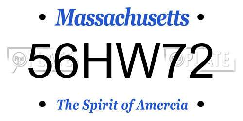 56HW72 Massachusetts License Plate
