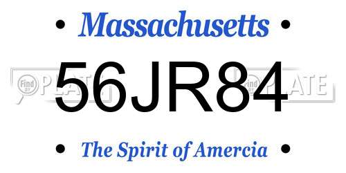 56JR84 Massachusetts License Plate