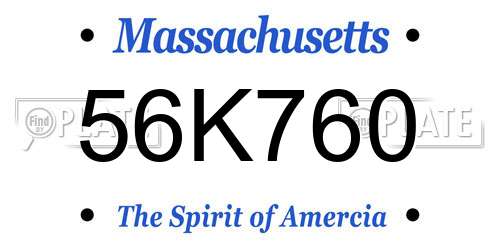 56K760 Massachusetts License Plate