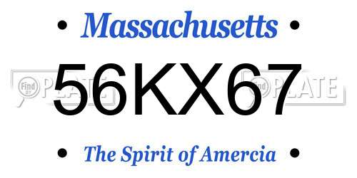 56KX67 Massachusetts License Plate