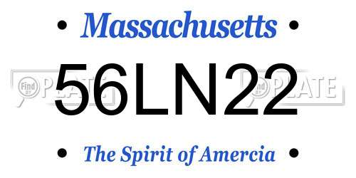 56LN22 Massachusetts License Plate