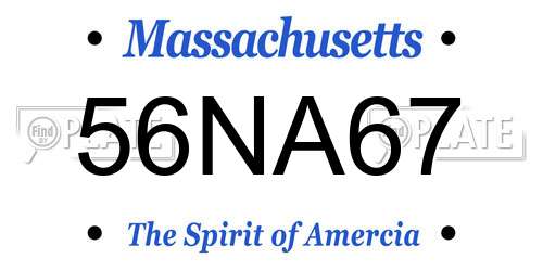56NA67 Massachusetts License Plate