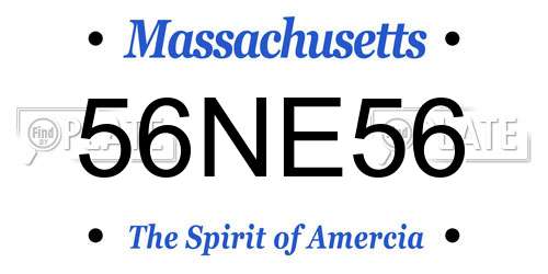 56NE56 Massachusetts License Plate