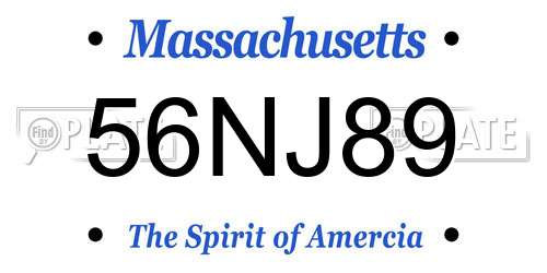 56NJ89 Massachusetts License Plate