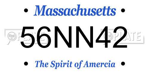 56NN42 Massachusetts License Plate