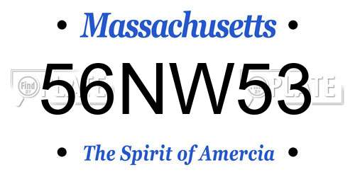 56NW53 Massachusetts License Plate