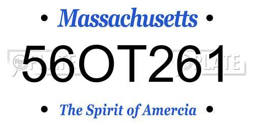 56OT261 Massachusetts License Plate
