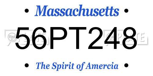 56PT248 Massachusetts License Plate